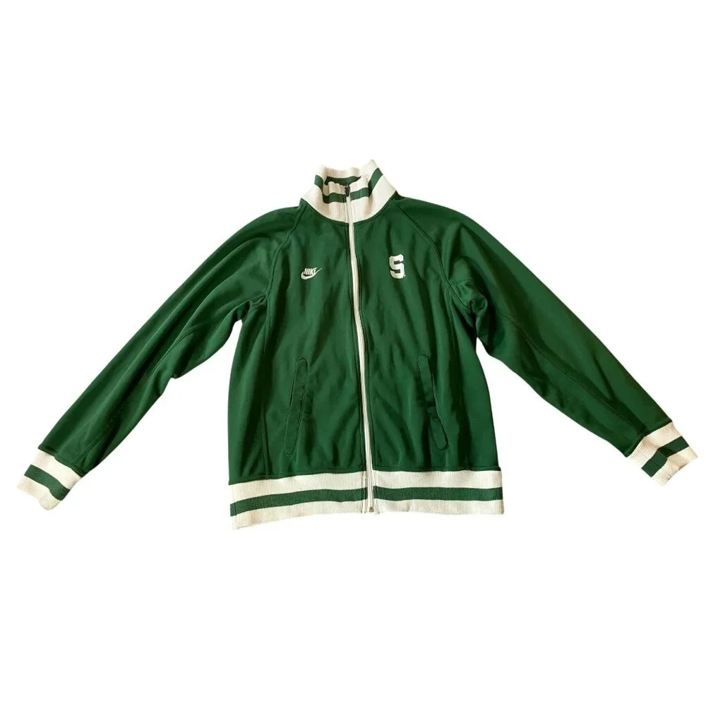 Nike Michigan State Spartan Green & White Track Jacket Full Zip Medium - Picture 1 of 10